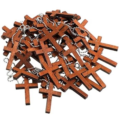 50 piezas mini colgantes cruzados de madera dijes cruzados adorno colgante para hacer joyas Foto 1 de 4