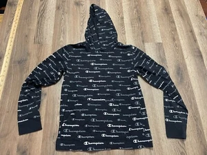 Champion Hoodie, Boy's Size Large, Black White Gray, Pullover, Long Sleeve - Picture 1 of 10