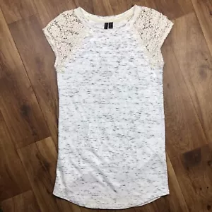 Vestido Cynthia Rowley Talla M Blanco Jaspeado Bolsa Frontal Tejido Mangas Florales - Imagen 1 de 7