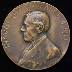 1913 Woodrow Wilson Presidential Inaugural Medal Bronze 70 mm - Bild 1 von 2