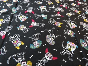 Hi Fashion Fabrics Inc. - Halloween - Skeleton Dogs - 1/2 yard - H-328-M - Picture 1 of 4