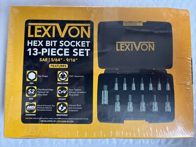 LEXIVON HEX Bit Socket Set, Premium S2 | 13-Piece SAE 5/64" - 9/16" (lX-142) - Image 1 of 3