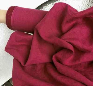 Raspberry Red Linen Fabric by the Yard – Washed Linen for Apparel & Crafts - Picture 1 of 1