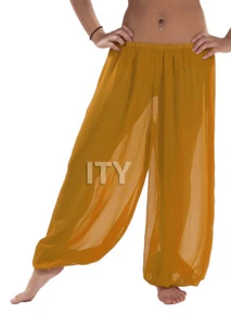 Golden - Haremhose Yoga Chiffon Bauchtanz Halloween Hosen Hose - Bild 1 von 2