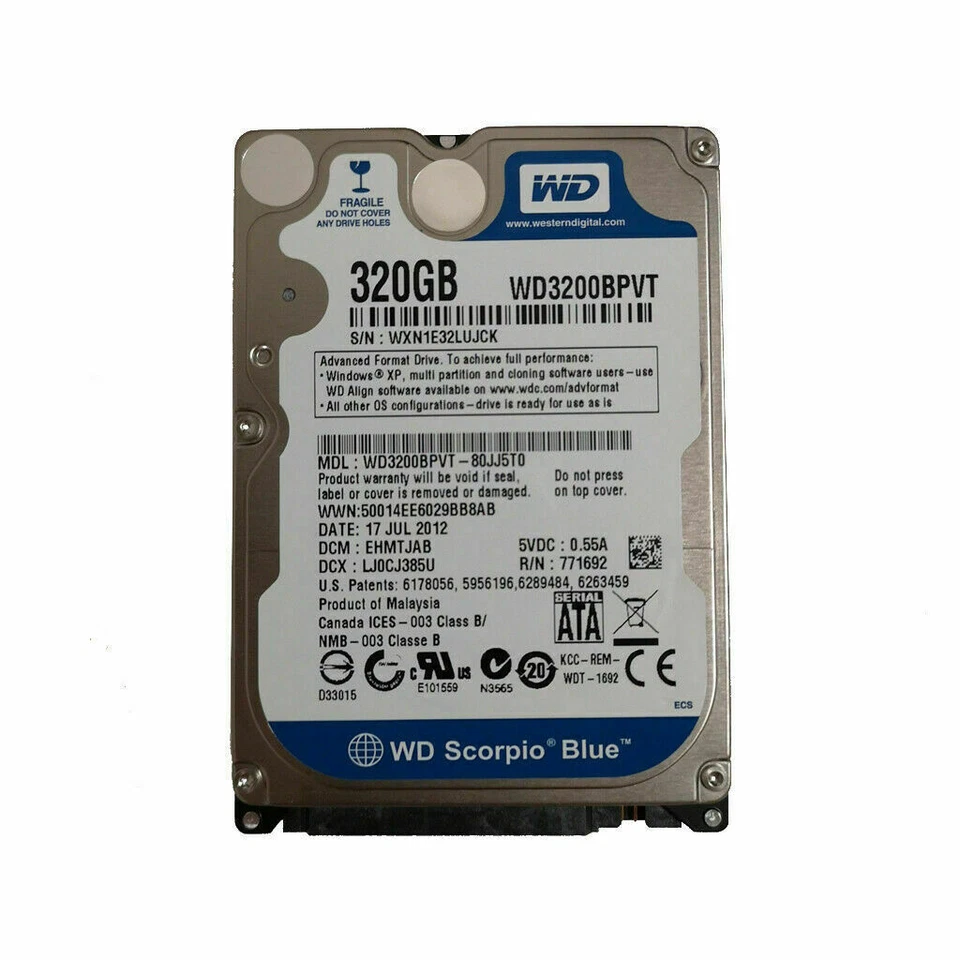 WD3200BPVT WD 320GB SATA 2.5" laptop HARD DRIVE 9mm 5400rpm - Image 1 of 1