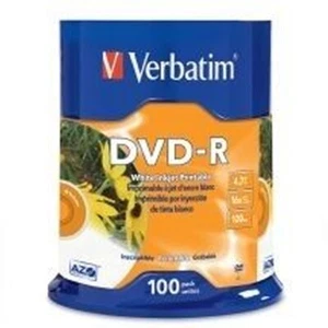 Verbatim DVD-R 4.7GB/16X - 100 Pack Spindle, White InkJet Printable - Picture 1 of 1