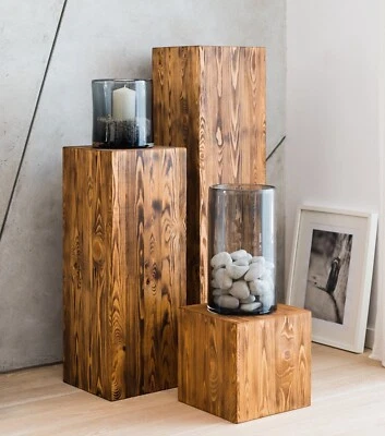 Rustikale Dekosäule, Holzsäule, Blumensäule, Zeitlose Holzdekoration, Weichholz. - Bild 1 von 4