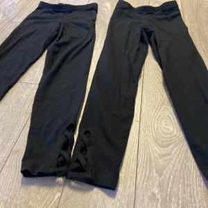 Old Navy Girls 2 Black Stretch Leggings Ankle cross medium 8 PERFECT - Picture 1 of 3