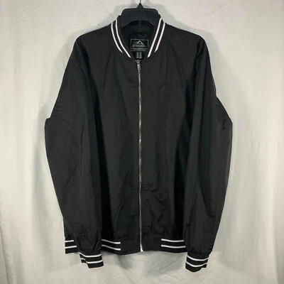 NEW Mens Jacket XL Black Tacvasen Lightweight Windbreaker Full Zip Stripes - Image 1 of 4