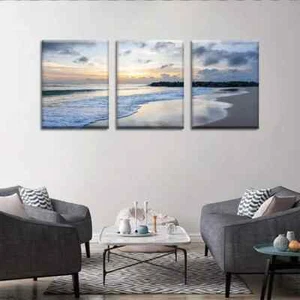 3pcs Sea Waves & Sunrise Ocean View Canvas Unframed - Picture 1 of 9