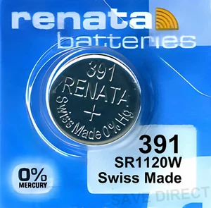 RENATA 391 SR1120W Watch Battery Coin Cell Button V391 SR55 1.55V Silver Oxide - Picture 1 of 24