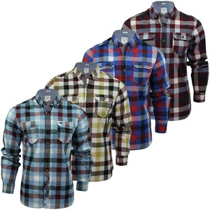 Mens Check Shirt by Lee Cooper Hadleigh Long Sleeved - Picture 1 of 14