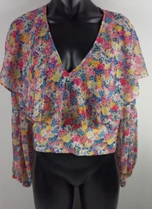 ZARA Size M Crop Top Ruffles Statement Sleeves EXC - Picture 1 of 10