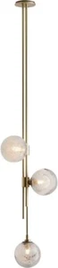 NEW 47" Gold Modern Glass Globe LED Ceiling Pendant Warm 3-Light Fixture - Picture 1 of 6