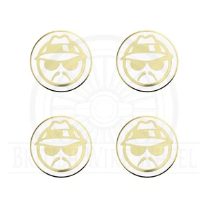 Lowrider Gold & White Metal Wire Wheel Chip Emblems | Size 2.25" | Set or Single - Picture 1 of 21