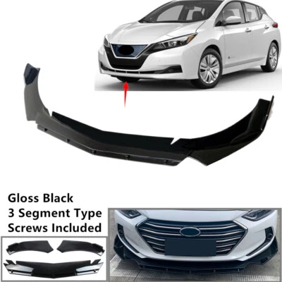 Add-on Universal Fit For Nissan Leaf 2018-2022 Front Bumper Lip Spoiler Splitter Foto 1 de 4