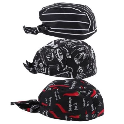 3x Chef Tie Back   Ribbon   Catering Chef Headwrap Bandana Hat Gifts - Image 1 of 4