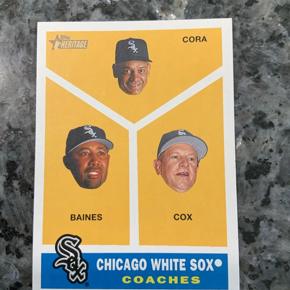 SHORT PRINT!2009 Topps Heritage CHICAGO WHITE SOX COACHES #458 CORA/BAINES/COXi - Image 1 of 4