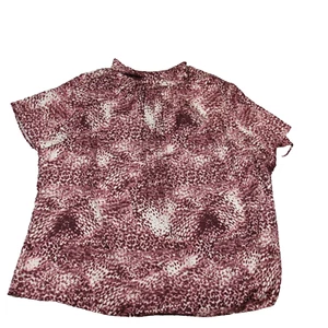 G by Giuliana Rolled Collar Printed Top Maroon and White 2X NWOT - Picture 1 of 9