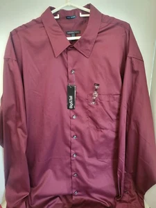 Van Heusen Studio Men's 3XLT Burgundy Red Cotton Blend Button Up Long Sleeve - Picture 1 of 6