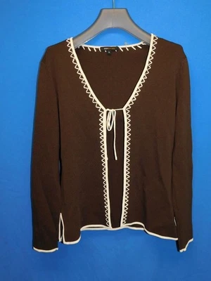 BCBG Maxazria S Nuevo con Etiquetas Cárdigan Suéter Marrón Java Conjunto Doble Corbata Frontal Con Camiseta sin Mangas Foto 1 de 4