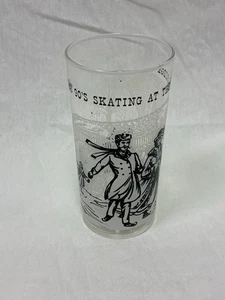 Mid-Century Modern Gay 90s Federal Tumbler Glass Skating At The Bridge - Picture 1 of 5