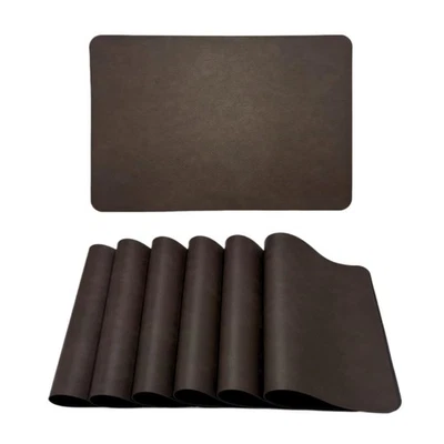 Premium Faux Leather Placemats Set of 6 – Waterproof, Heat-Resistant, Reversi... - Image 1 of 4