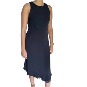 Vestido Vaina Vintage Jones New York Midi Talla 8 Negro Seda Cuentas Dobladillo Noche  - Imagen 1 de 12