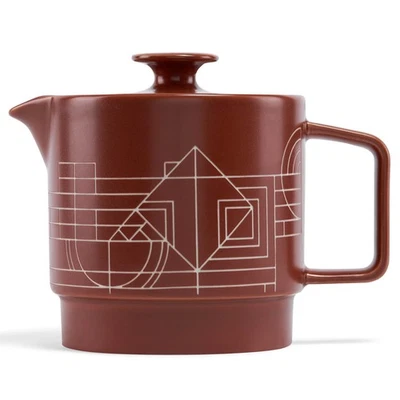 Terra Stoneware Teapot with Infuser and Lid, Frank Lloyd Wright, 20 oz. Sienn... - Image 1 of 4