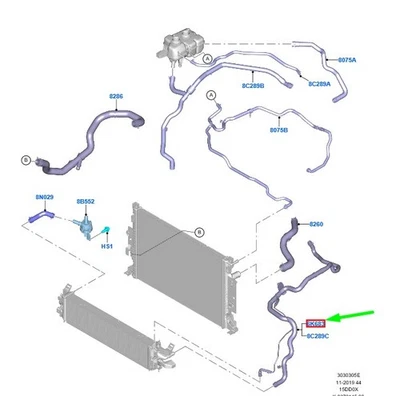 FORD TRANSIT CONNECT MK2 Radiator Coolant Hose Pipe 2431065 NEW GENUINE - Image 1 of 2