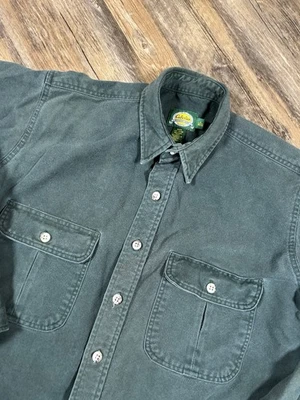 Cabela's Shirt Mens L Green Chamois Cloth Flannel Button Up Outdoor Vintage 90's - Image 1 of 4