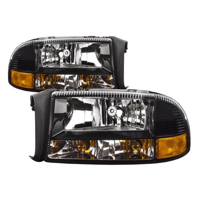 Headlight Black Left Right Pair Set Fits 97-04 Dodge Dakota 98-03 Durango - Image 1 of 4