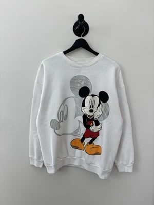 Sudadera De Colección Mickey Mouse Para Hombre Grande Blanca Años 90 EE. UU. Dibujos Animados Disney Foto 1 de 3