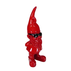 Gartenzwerg mit Sonnenbrille Deco Figur Gnom in rot Resin H: 28 cm -11834- - Picture 1 of 5