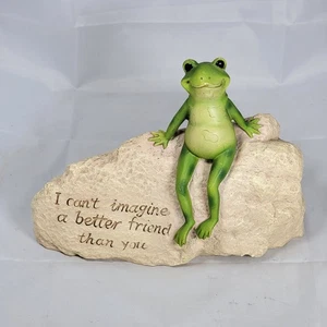 Garden Frog Friend Statue, Cute Frog on Rock Decor, Outdoor Frogs Decorations - Picture 1 of 17