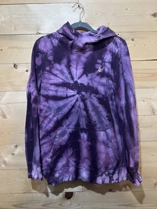 Volcom Women’s Purple Tie Dye Hoodie Size Large Y2K Skater Pullover Sweatshirt - Picture 1 of 5