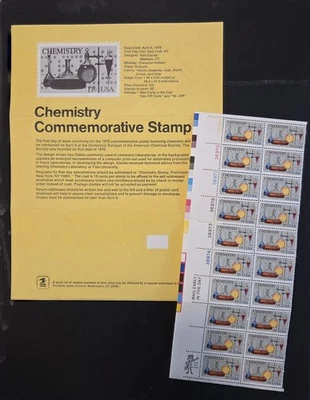 Scott #1685 1976 13ct Chemistry Plate Block of 12; BONUS Souvenir Sheet by USPS - Image 1 of 2