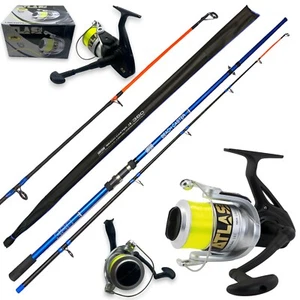 LFS Beachcaster Sea Fishing Rod 12ft 2pc + Lidsters Atlantic 70 Sea Reel yellow - Picture 1 of 5