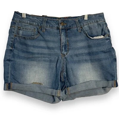 Pantalones Cortos Denim Glory Desteñidos Para Mujer 12 Bolsillos Azules Verano Playa Informal Bigotes Foto 1 de 4