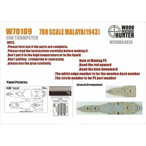 Cubierta de madera Hunter W70109 1/700 HMS MALAYA 1943 PARA TROMPETISTA 05799 - Imagen 1 de 1