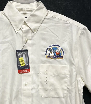 M&B Products ~  Mr. J & Buffy's Button Down Shirt Men's Medium Beige Herringbone - Image 1 of 4