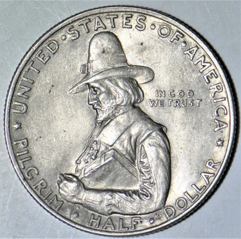 1920 Pilgrim Commemorative Half Dollar; Nice Choice AU-Unc Cover