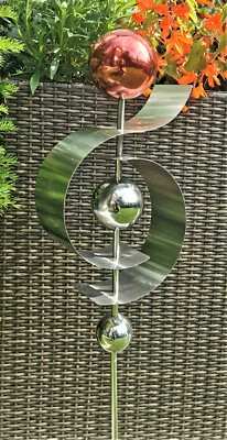 Skulptur Jupiter Kugel rot poliert Edelstahl 100 cm Beetstecker Garten - Bild 1 von 2