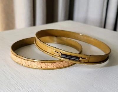 Vintage 4" Round Metal Spring Tension & Cork Lined Embroidery Hoop - Image 1 of 4