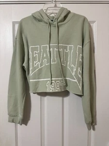 Wild Fable Damen Hoodie Crop Top Sweatshirt Langarm Mintgrün Gr. Large - Bild 1 von 10