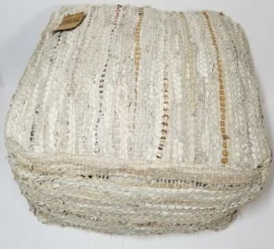 Urban86 Handwoven Leather Unstuffed Pouf - COVER ONLY 20x20x14 INCHES OTTAMAN - Image 1 of 4