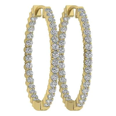 Hoops Earrings InOut 0.80 Carat Natural Diamond SI1 G 14K White Gold Prong Set - Image 1 of 4