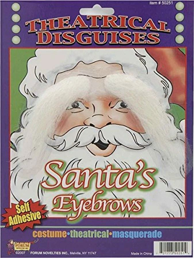 Santa Eyebrows White Faux Fur Self Adhesive Costume Eyebrows - Image 1 of 1