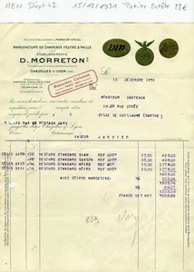 Dépt 42 - Chazelles sur Lyon - Petite Entête d'une Chapellerie du 15/12/1931 - Picture 1 of 1