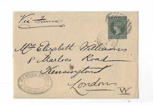 Gibraltar 1893 5 Centimos Verpackung nach England über Frankreich - Bild 1 von 2